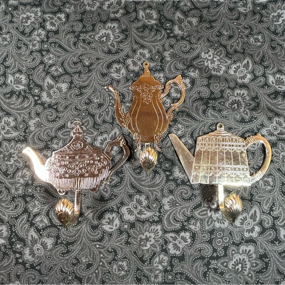 Set 3 Tea-Pot Metal Wall HOOKS Kitchen Cottagecore Kitchen Organization - Picture 2 of 11